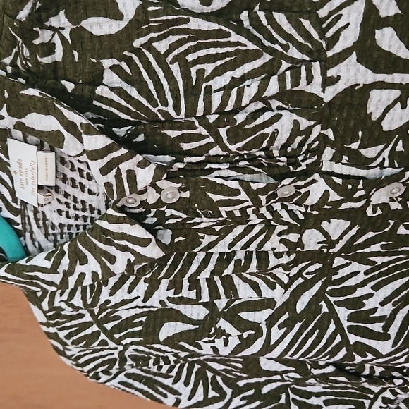 Kate Spade Tropical Leaf Print Buttondown Shirt sz 10 - Picture 2 of 6